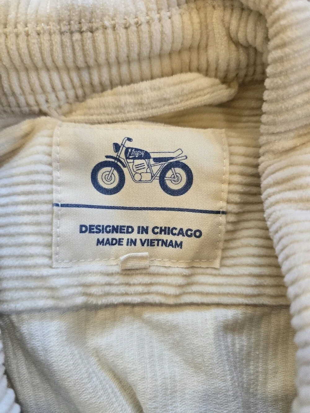 Mugsy Heavy Utility Corduroy Shirt Men Large Button Down Cream Long Sleeve Soft